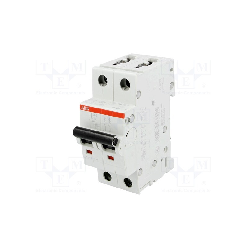 1 pcs x ABB - 2CDS252001R0165 - Circuit breaker, 230/400VAC, Inom: 16A, Poles: 2, Charact: B, 6kA