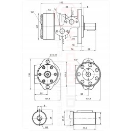 BMR hydraulic motor with bearings, 80 cm3, 750 rpm