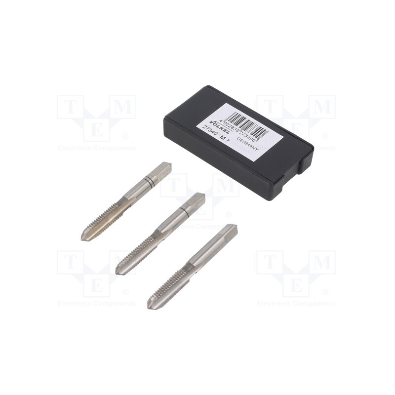 1 set x Vu00d6LKEL - 27340 - Tap, high speed steel grounded HSS-G, M7, 1, 50mm, 4,9mm, 3pcs.