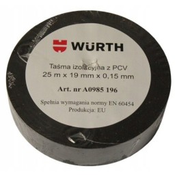 PVC insulating tape, width 19mm, length 25m, black wurth