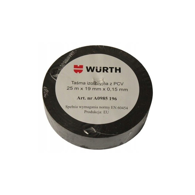 PVC insulating tape, width 19mm, length 25m, black wurth