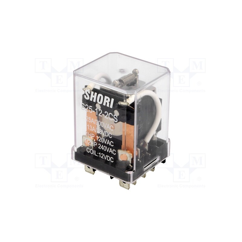 1 pcs x SHORI ELECTRIC - S25-12-2CS - Relay: electromagnetic, DPDT, Ucoil: 12VDC, Icontacts max: 30A