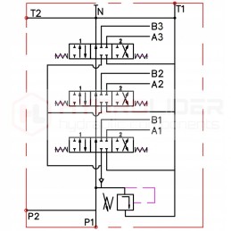 Hydraulic distributor, 3-section, 40l, joystick
