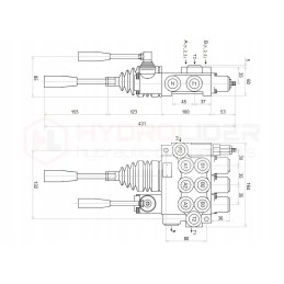 Hydraulic distributor, 3-section, 40l, joystick