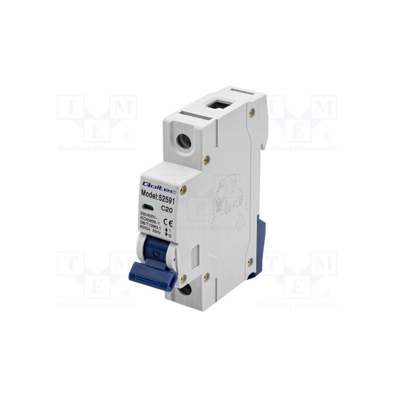 1 pcs x QOLTEC - 52591 - Circuit breaker, Poles: 1, for DIN rail mounting, -10÷85°C, IP20