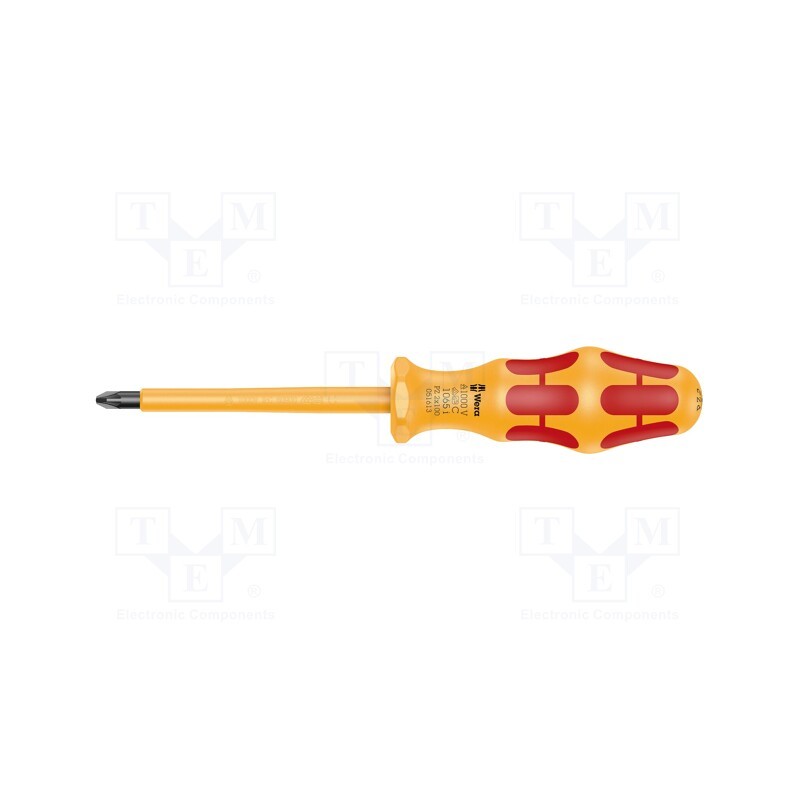 1 pcs x WERA - 5051613001 - Screwdriver, insulated, Pozidriv®, PZ2, Blade length: 100mm