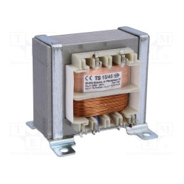 1 pcs x INDEL - TS 15/45 - Transformer: mains, 15VA, 230VAC, 15.7V, 10.5V, 600mA, 500mA, IP00