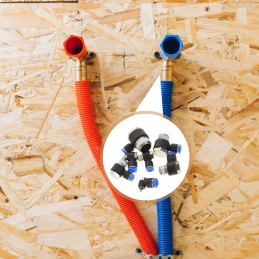 Air hose fittings, a tool for crimping a pipe connector