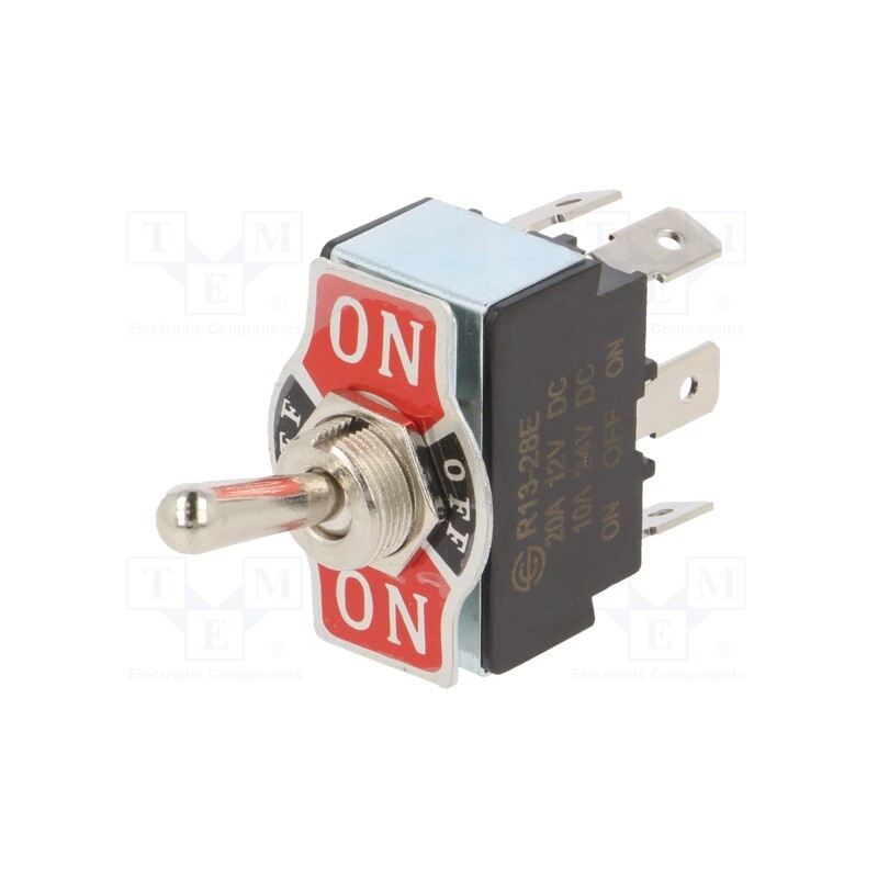 1 pcs x SWITCH COMPONENTS - TB2-2F-DC-1 - Switch: toggle, Pos: 3, DPDT, ON-OFF-ON, 20A/12VDC, 0÷55°C, 50mΩ