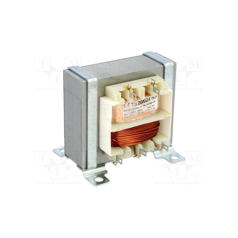 1 pcs x INDEL - TS 20/024 - Transformer: mains, 20VA, 230VAC, 7.5V, 7.5V, 1.4A, 1.4A, screw type