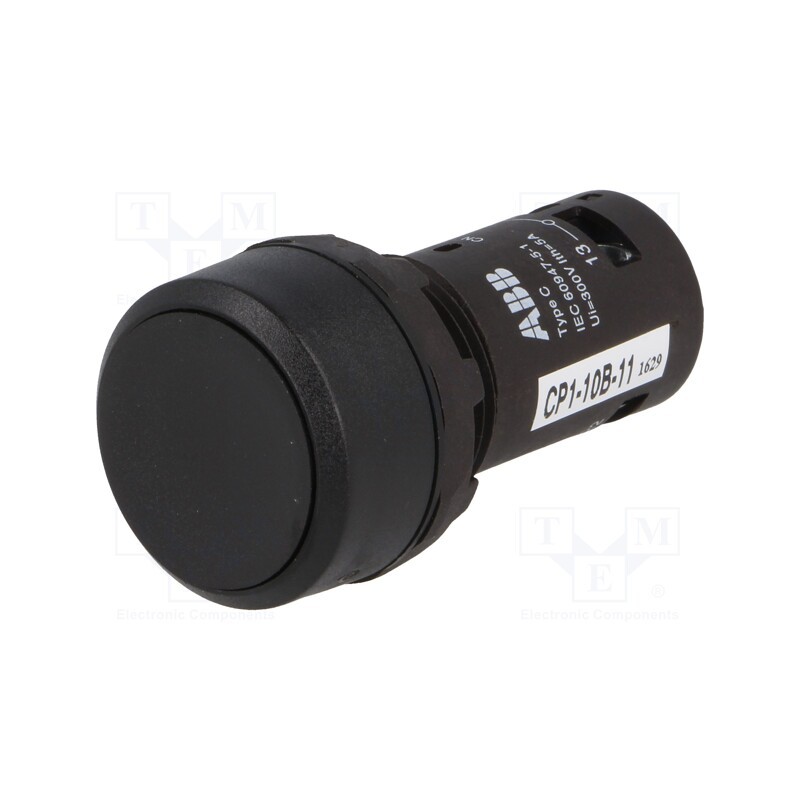 1 pcs x ABB - 1SFA619100R1076 - Switch: push-button, 22mm, Stabl.pos: 1, NC + NO, black, none, flat