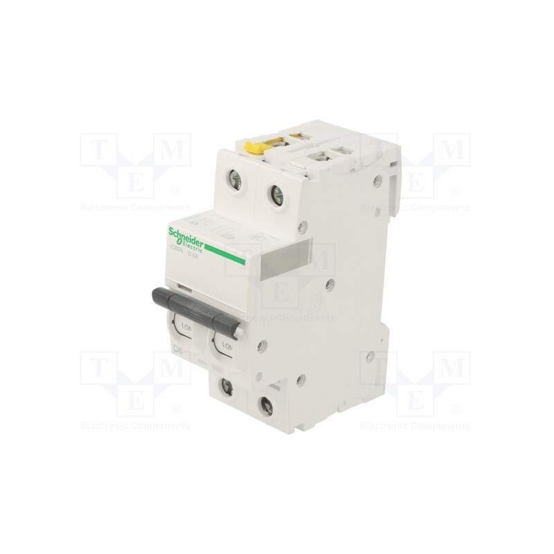 1 pcs x SCHNEIDER ELECTRIC - A9F05206 - Circuit breaker, 400VAC, Inom: 6A, Poles: 2, for DIN rail mounting