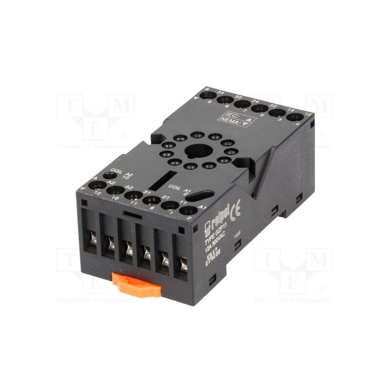 1 pcs x RELPOL - GZP11 (BLACK) - Socket, PIN: 11, 10A, 250VAC, on panel,for DIN rail mounting