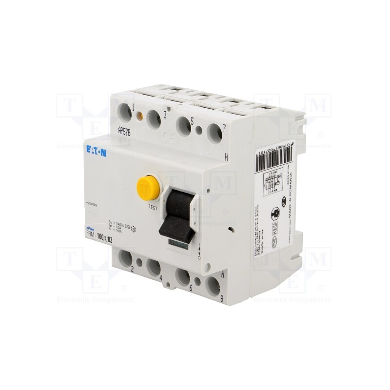 1 pcs x EATON ELECTRIC - PFIM-100/4/03 - RCD breaker, Inom: 100A, Ires: 300mA, Max surge current: 250A, IP40