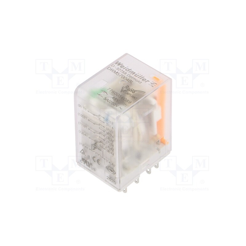 1 pcs x WEIDMu00dcLLER - 7760056089 - Relay: electromagnetic, 4PDT, Ucoil: 48VDC, Icontacts max: 5A, 50mΩ