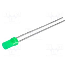 5 pcs x KINGBRIGHT ELECTRONIC - L-424GDT - LED, 3mm, green, 1÷4mcd, 100°, Front: flat, 2.2÷2.5V, No.of term: 2