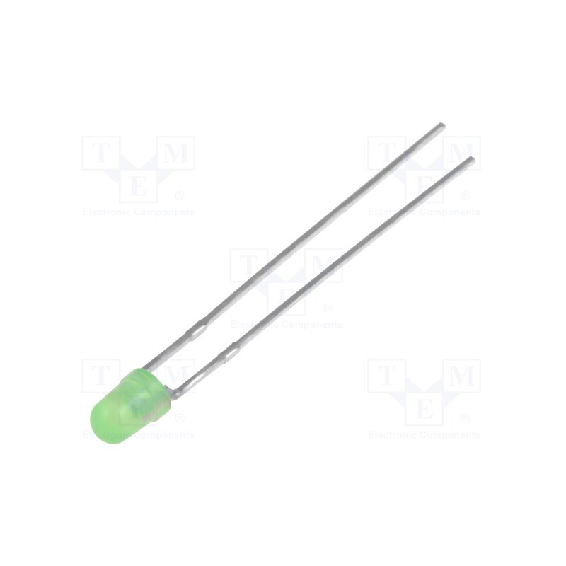 5 pcs x KINGBRIGHT ELECTRONIC - L-934GDLK - LED, 3mm, green, 15mcd, 60°, Front: convex, 2.2÷2.5V, No.of term: 2