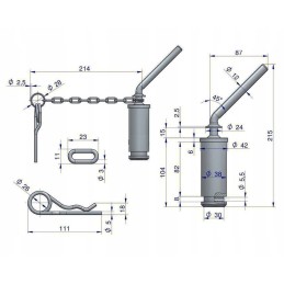 Upper hitch hook pin c 360 org 46551070u