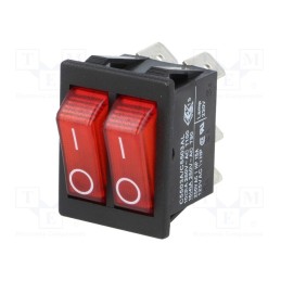 1 pcs x BULGIN - C5503TALNAC - ROCKER, SPST, Pos: 2, ON-OFF, 16A/250VAC, red, neon lamp, 250V, 5500