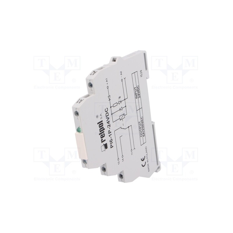 1 set x RELPOL - PI6-1P-24VDC - Relay: interface, SPDT, Ucoil: 24VDC, 6A, SPDT, 6A/230VAC, 6A/24VDC