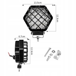 16 LED work lamp with halogen protective grille