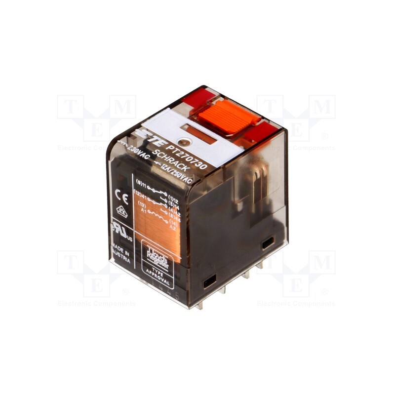 1 pcs x TE Connectivity - 5-1419111-1 - Relay: electromagnetic, DPDT, Ucoil: 230VAC, Icontacts max: 12A