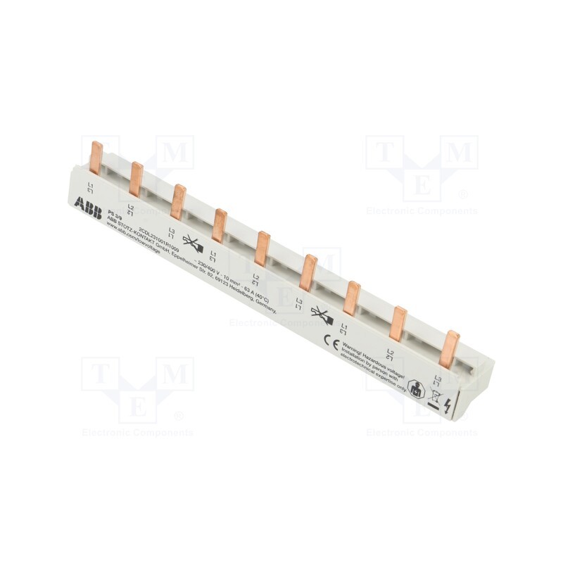 1 pcs x ABB - 2CDL231001R1009 - Busbar, 10mm2, Poles: 3, 690VAC, 690VDC, Inom: 63A, No.of mod: 9