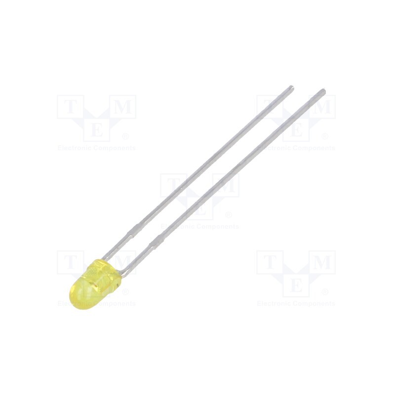 5 pcs x KINGBRIGHT ELECTRONIC - L-7104YT - LED, 3mm, yellow, 8÷30mcd, 34°, Front: convex, 2.1÷2.5V