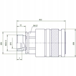 Quick connector socket skp f 1 2 m22x1 5 15l