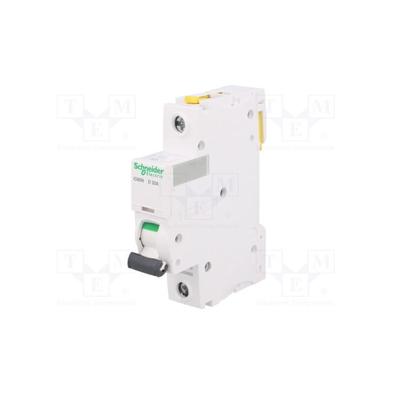 1 pcs x SCHNEIDER ELECTRIC - A9F05120 - Circuit breaker, 230VAC, Inom: 20A, Poles: 1, Charact: D, 6kA, IP20