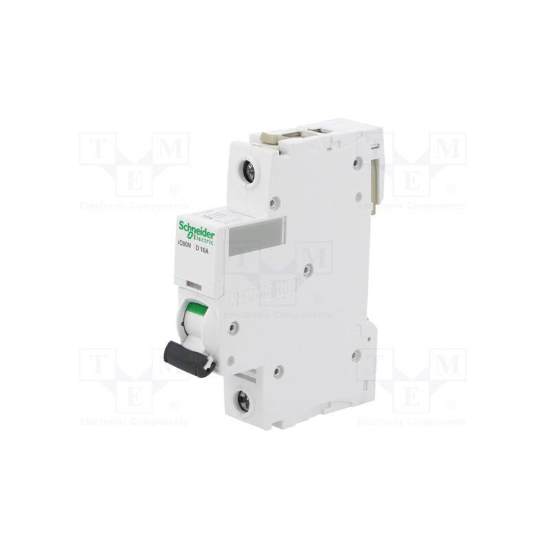 1 pcs x SCHNEIDER ELECTRIC - A9F05110 - Circuit breaker, 230VAC, Inom: 10A, Poles: 1, Charact: D, 6kA, IP20