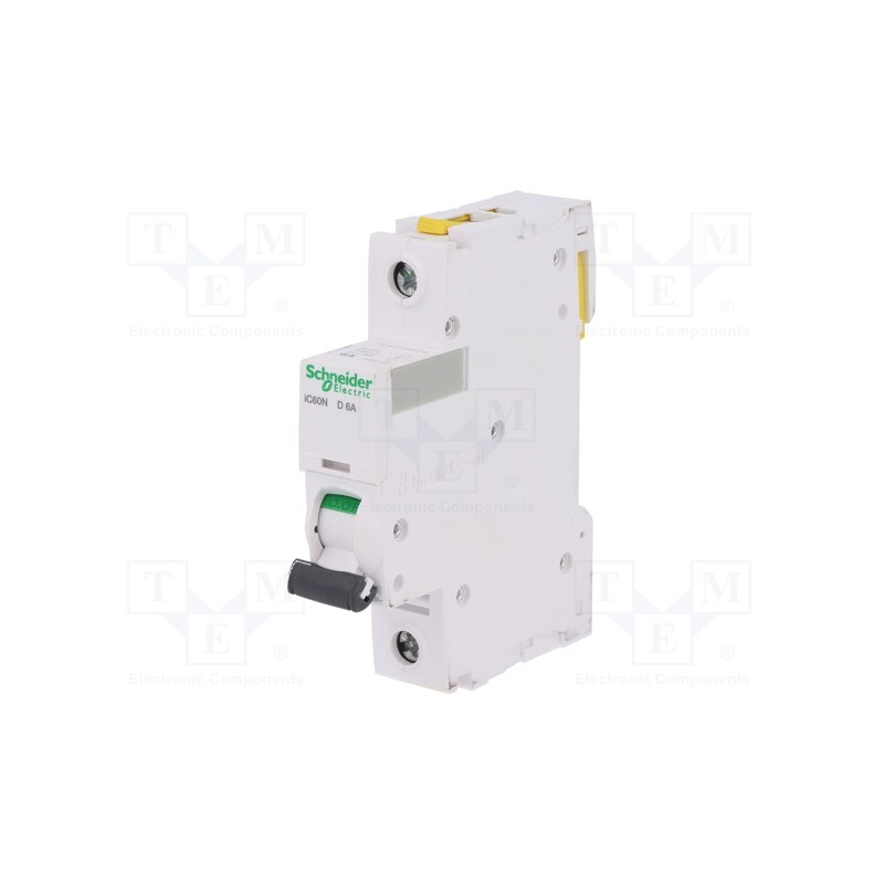 1 pcs x SCHNEIDER ELECTRIC - A9F05106 - Circuit breaker, 230VAC, Inom: 6A, Poles: 1, for DIN rail mounting