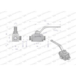 3-way hydraulic ball valve 3 2 m22x1 5 15