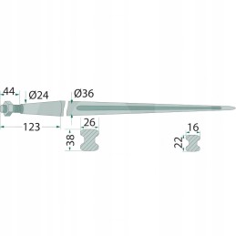 Front loader tur m22x1 5 straight 810 mm with