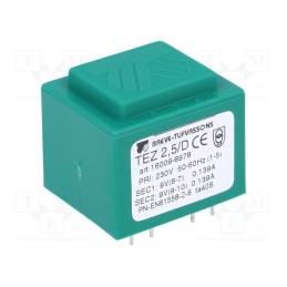 1 pcs x BREVE TUFVASSONS - TEZ2.5/D230/9-9V - Transformer: encapsulated, 2.5VA, 230VAC, 9V, 9V, 138.8mA, 138.8mA