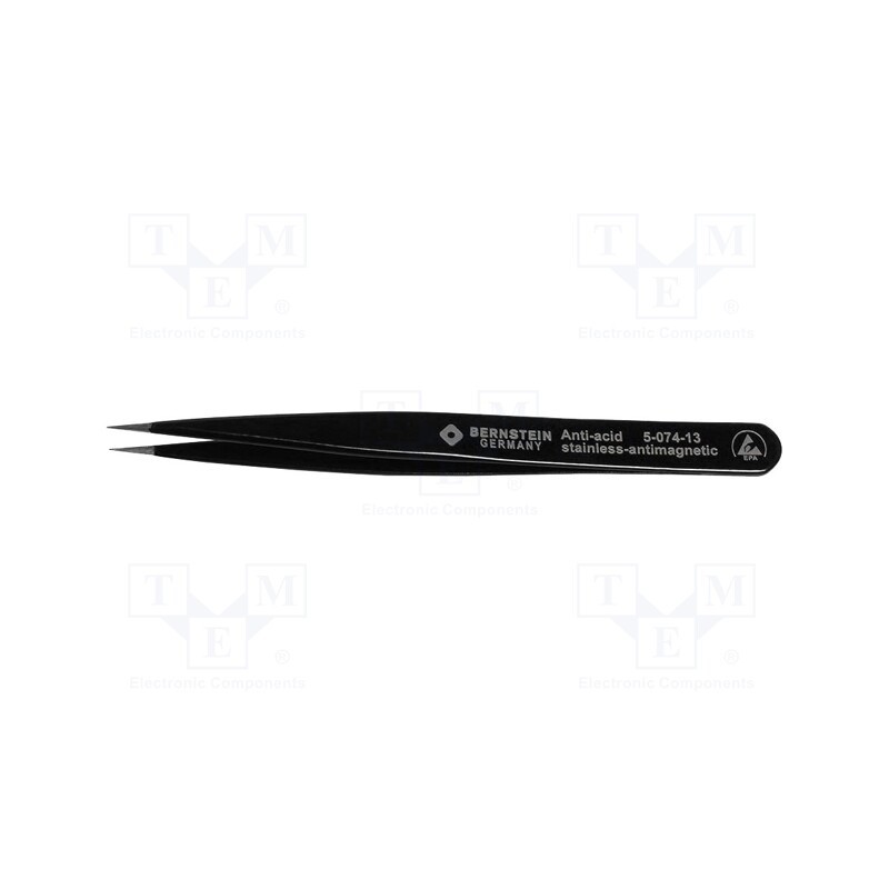 1 pcs x BERNSTEIN - 5-074-13 - Tweezers, Blade tip shape: sharp, Tweezers len: 120mm, ESD