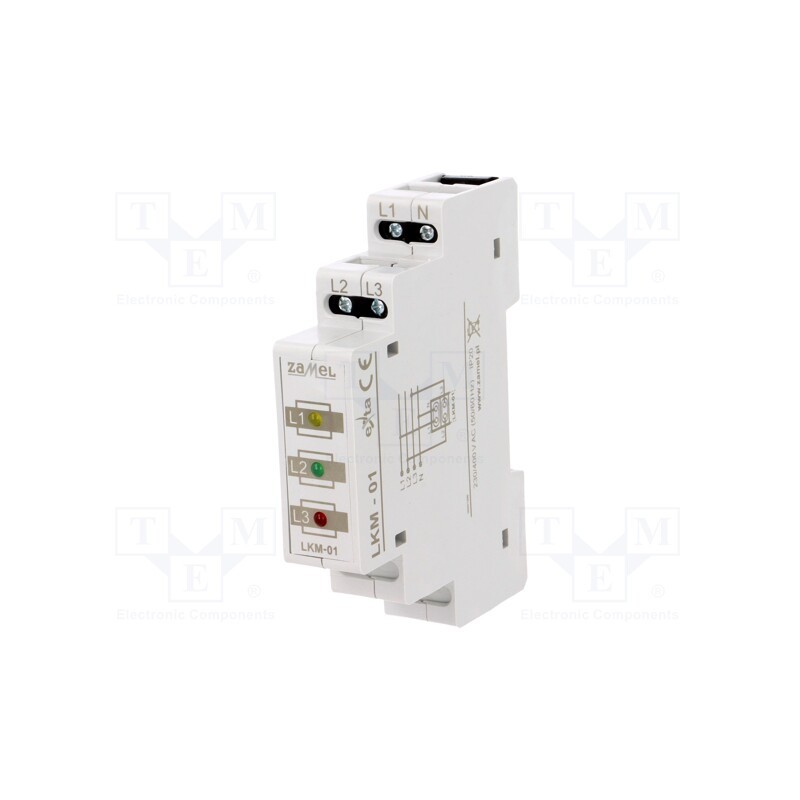 1 pcs x ZAMEL - LKM-01-40 - Module: voltage indicator, 3x400VAC, IP20, for DIN rail mounting