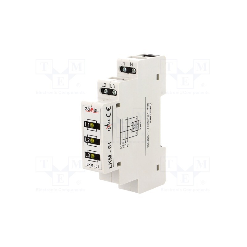 1 pcs x ZAMEL - LKM-01-30 - Module: voltage indicator, 3x400VAC, IP20, for DIN rail mounting