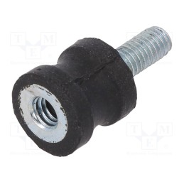 1 pcs x ELESA+GANTER - DVC.2-10-8-10-M4-10-40 - Vibration damper, M4, Ø: 10mm, rubber, L: 10mm, Thread len: 10mm