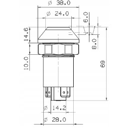 Lighting push button switch, round yellow