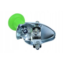 Green steering wheel knob of an excavator tractor