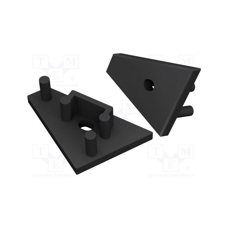 1 set x TOPMET - 83980002 -AS - Cap for LED profiles, black, 2pcs, ABS, GEN2,with hole, CORNER10