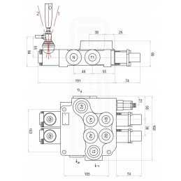 Distributor hydr 2s 80l 2x3047 l 2 5m badestnost