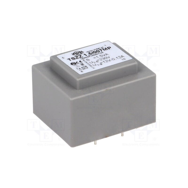 1 pcs x INDEL - TSZZ1.5/007MP - Transformer: encapsulated, 1.5VA, 230VAC, 12V, 100mA, PCB, IP00