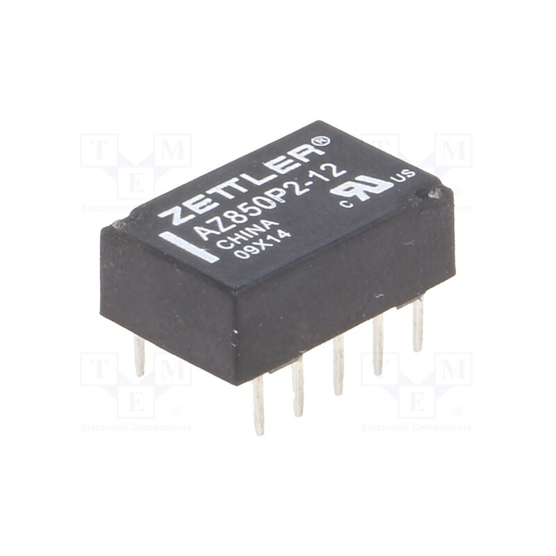 1 pcs x ZETTLER - AZ850P2-12 - Relay: electromagnetic, DPDT, Ucoil: 12VDC, 1A, 0.5A/125VAC, PCB