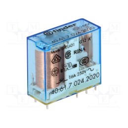 1 pcs x FINDER - 40.61.7.024.2020 - Relay: electromagnetic, SPDT, Ucoil: 24VDC, Icontacts max: 30A