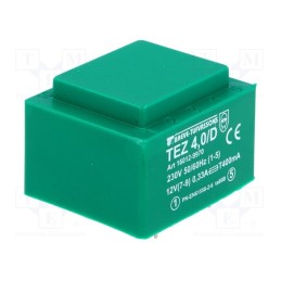 1 pcs x BREVE TUFVASSONS - TEZ4/D230/12V - Transformer: encapsulated, 4VA, 230VAC, 12V, 333.3mA, PCB, IP00