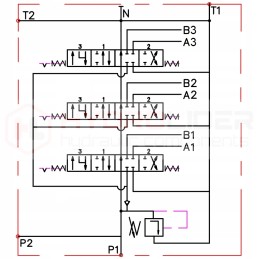 3-section hydraulic distributor, 40l, 3x floating