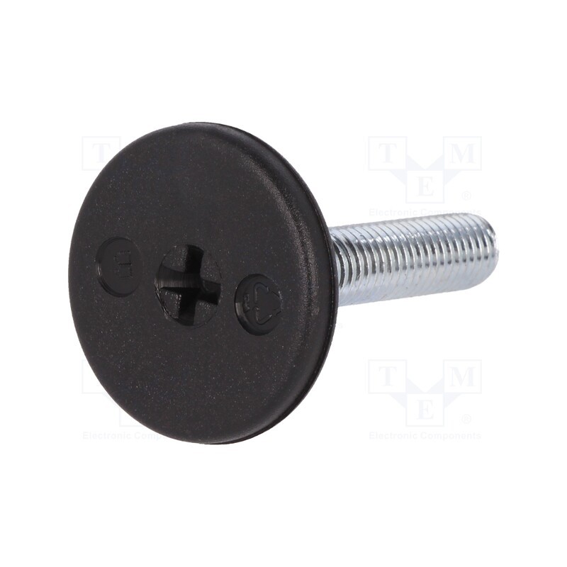 1 pcs x ELESA+GANTER - LX.30-SW17-M8X33-S - Foot, rigid,with screwdriver slot,with lever, Base dia: 30mm, M8