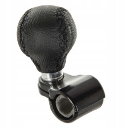 Universal black leather steering wheel knob
